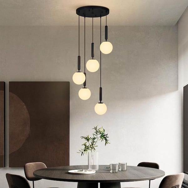 ZHLWIN Home Lighting 40W 5-Light Mid Century Black Retro Round