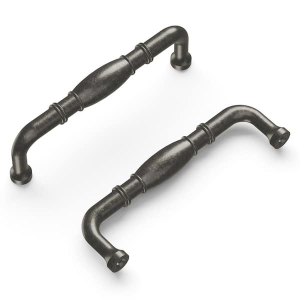 HICKORY HARDWARE Williamsburg 3-3/4 in. (96 mm) Center-to-Center Distressed Black Nickel Vibed Cabinet Pull Bar Pull