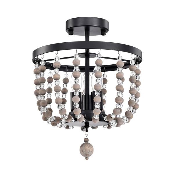 Warehouse of Tiffany Valentina 12 in. Bohemian Bead Semi Flush Mount 3 ...