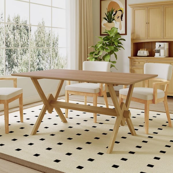 Clover Modern Natural Finish Wood 63 in. Double Pedestal Dining Table (Seats 6)