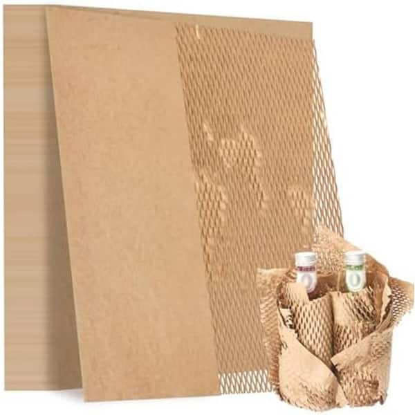 N/A 12 x 12 in. Brown Kraft Honeycomb Packing Paper 60-Sheets for Fragile Glassware Protection and Shipping