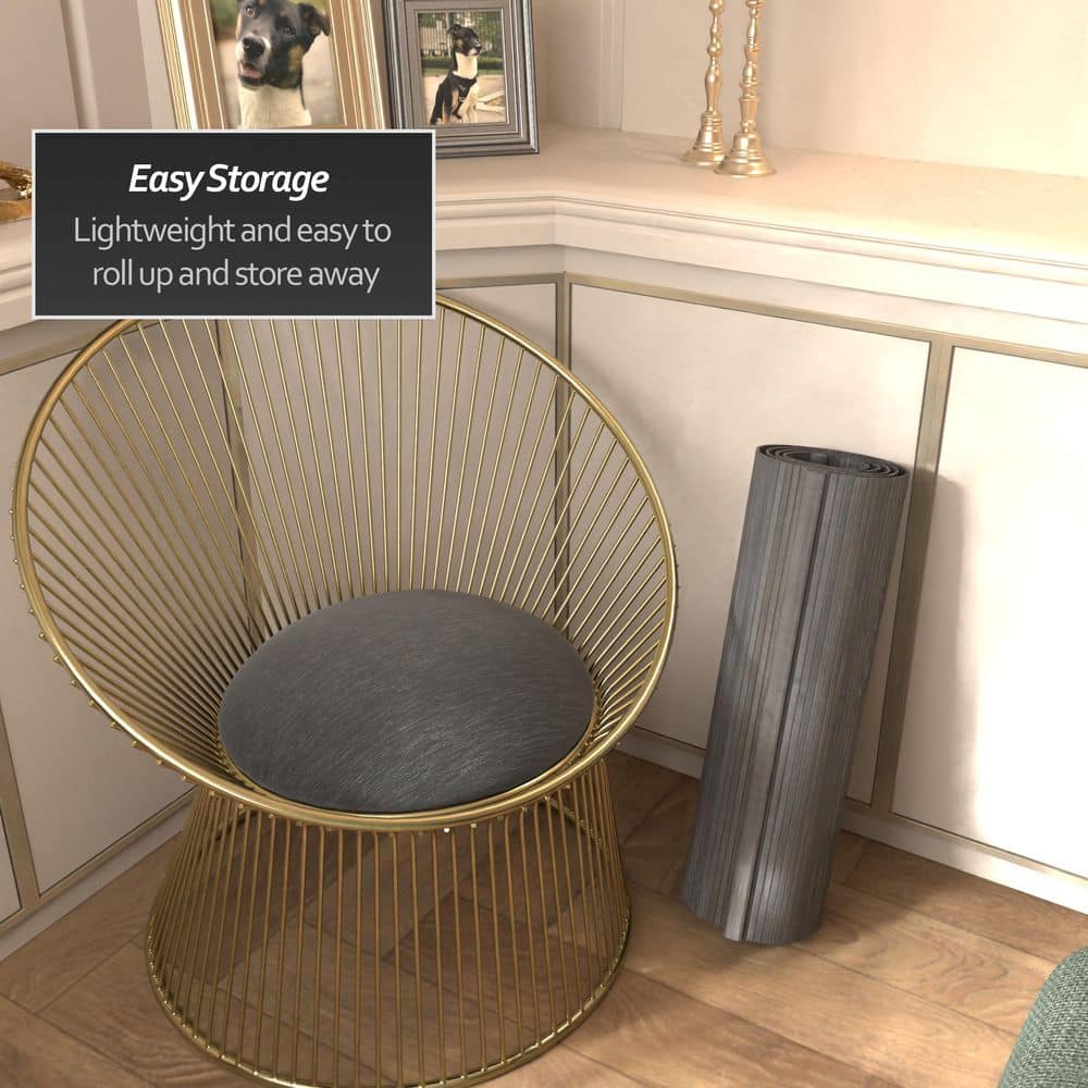 Gray Bamboo Wave Design Room Divider, 24" H x 98" W