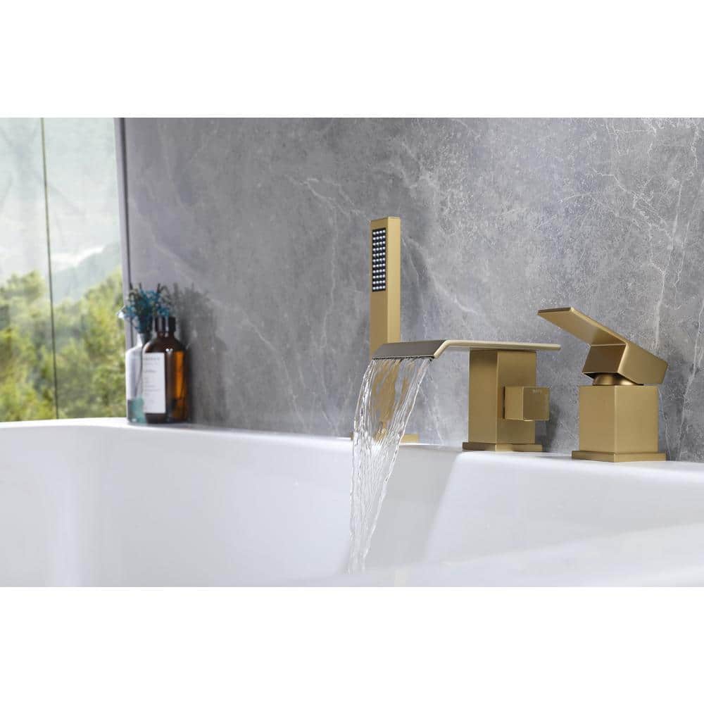 1-Handle Tub Faucet Deck Mount Roman Tub Faucet Bathtub Filler Faucet Dual 