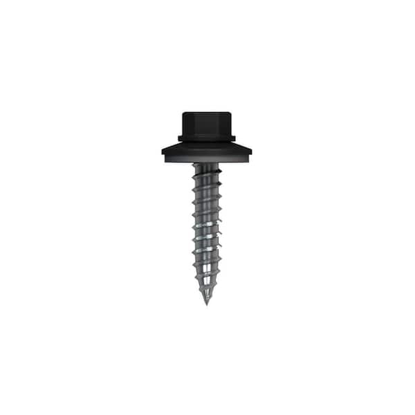 Fabral #10 x 1-1/2 in. True Black External Hex Drive Flange Hex Head Steel 1/4 In. Wood Screw (250-Piece/Bag)