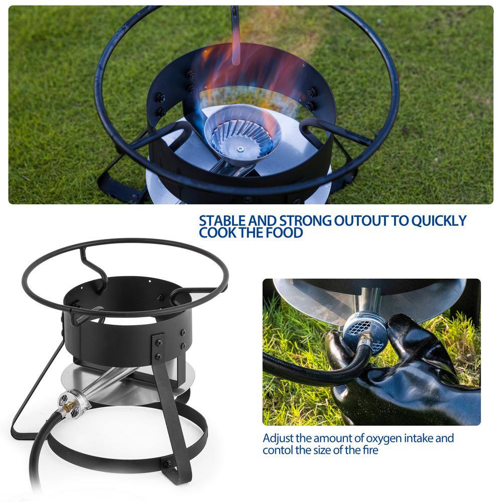 11 Qt Aluminum Propane Outdoor Deep Fryer with Red Handles