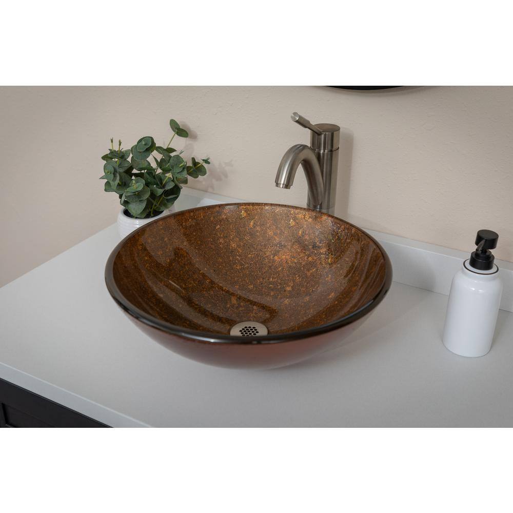 Bronze Tempered Glass Round Above-Counter Bathroom Sink