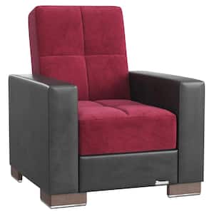 Basics Collection Convertible Burgundy/Black Armchair with Storage