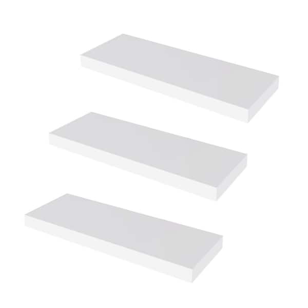 Unbranded 24 in. W x 7.9 in. D White Floating Shelves Decorative Wall Shelf (Set of 3)
