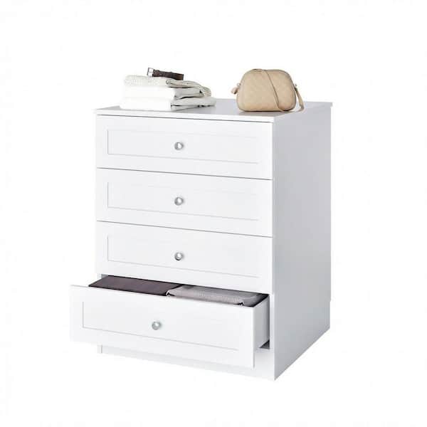 Vista 31.5 in. W White Closet Island Freestanding with Shoe-Shelves and Shaker Drawers 4-Shelf Wood Closet System