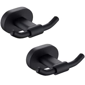2-Pack Wall Mounted Double Robe/Towel Hook in Stainless Steel Matte Black