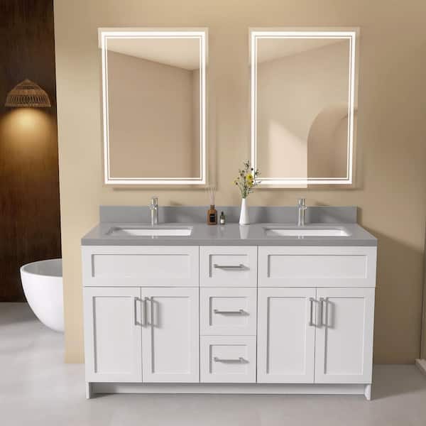 NTQ Fyui 60 in. W x 22 in. D Engineered Stone Vanity Top