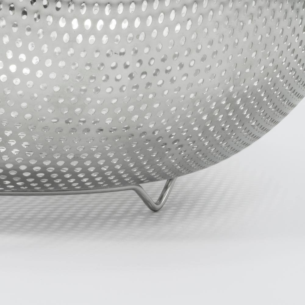 10-inch Silver Stainless Steel Perforated Colander with Handles