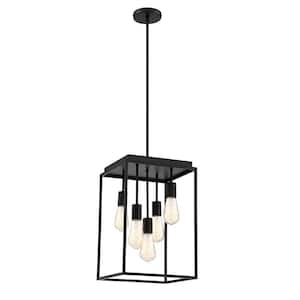 Rollins 5-Light Black Cage Chandelier for Foyer