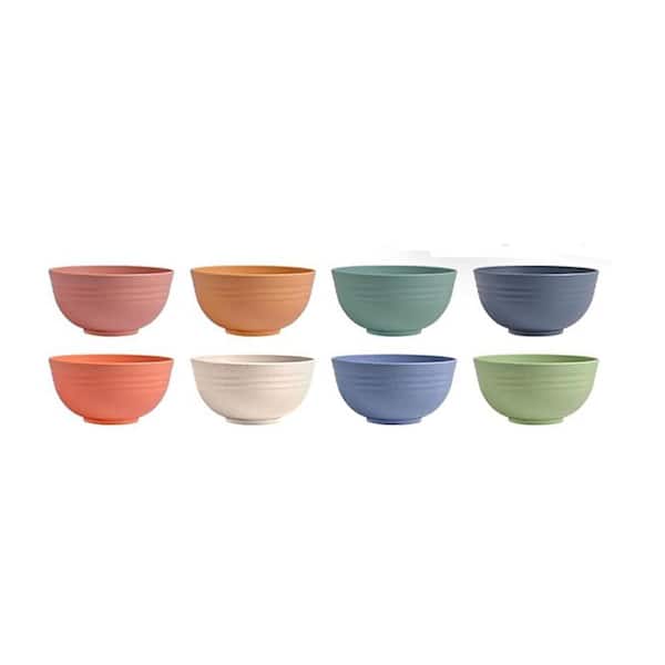 26 oz Multicolor Assorted Wheat Straw Fiber Cereal Soup Salad Bowls Microwave Dishwasher Safe Set of 8