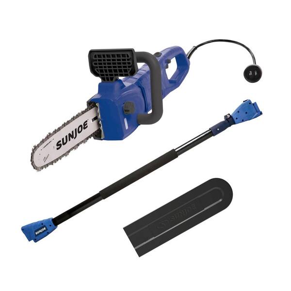 Sun Joe 10 in. 8 Amp 2-in-1 Electric Convertible Pole Chainsaw, Blue