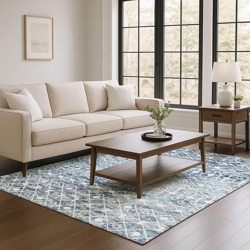 Mayfield Premium Machine Washable Abstract AMF1638 Blue 8 ft. x 10 ft. Area Rug price history on PriceWatchPro