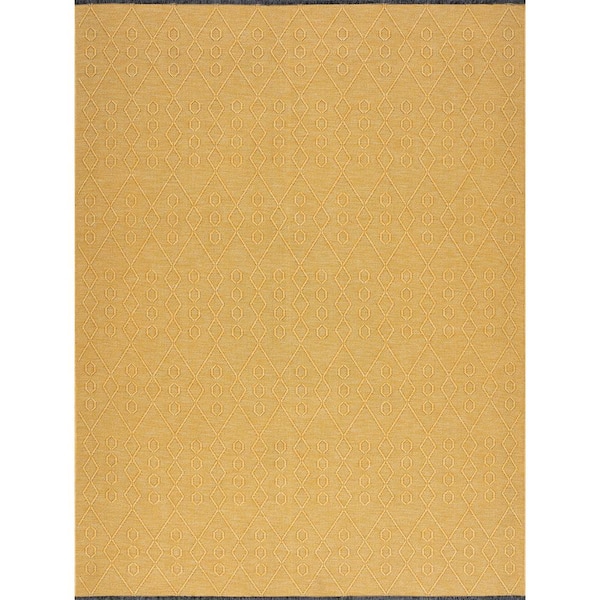 Alma Gold 8 ft. x 10 ft. Geometric Machine Washable Indoor Area Rug