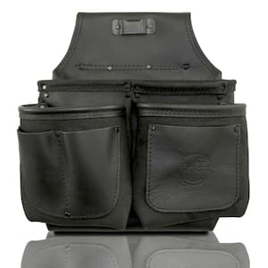 6-Pocket Ambassador Series Black Top Grain Leather Nail and Tool Pouch