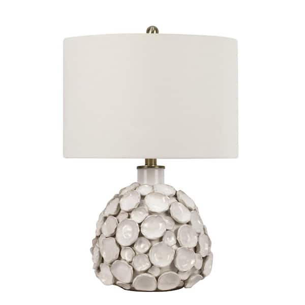 Fangio Lighting 22 in. Reactive White Coral Reef Shell Ceramic Table Lamp with Designer Shade