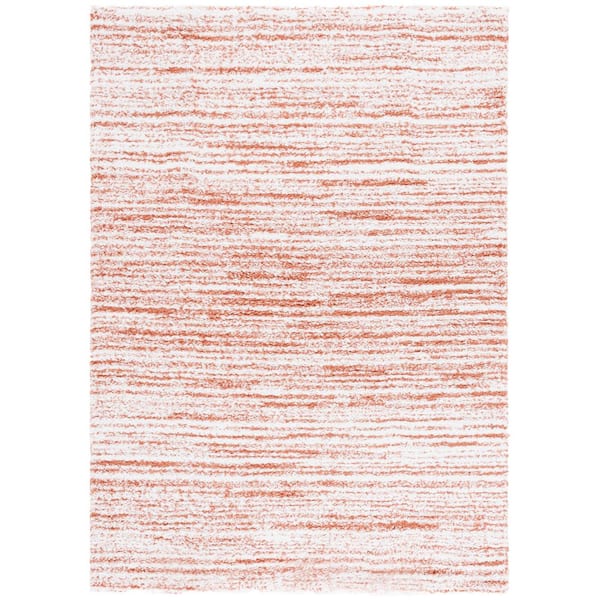 Rumi Shag 8 ft. x 10 ft. Rust/Ivory Abstract Striped Area Rug