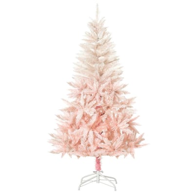 6 ft. Pink Unlit Spruce Artificial Christmas Tree with Metal Stand and Automatic Open