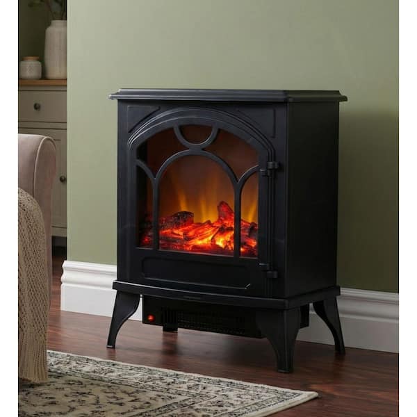 21.5 in. Freestanding Classic Electric Log Fireplace in Black