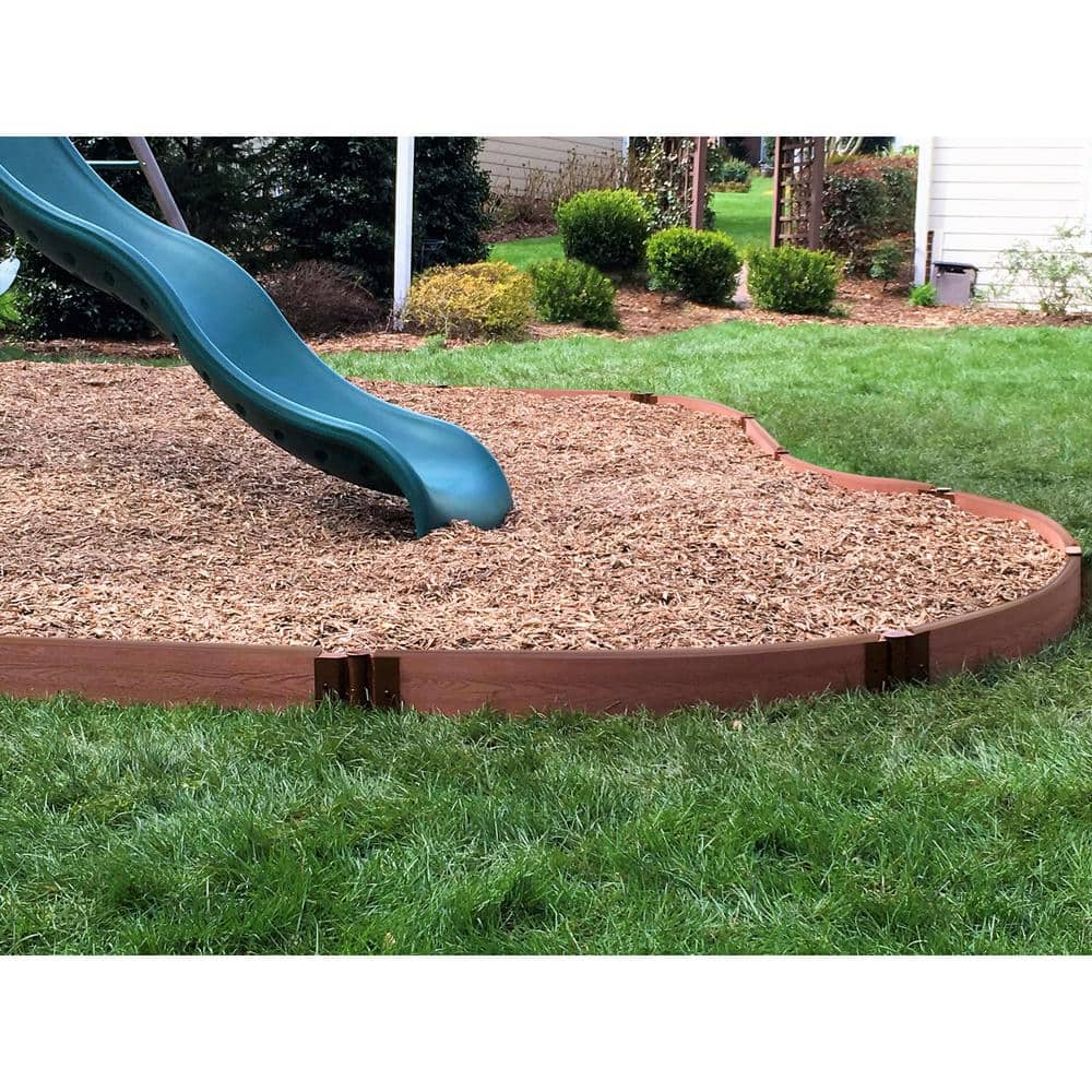 Classic Sienna Curved Playground Border with Wood-Grain Finish