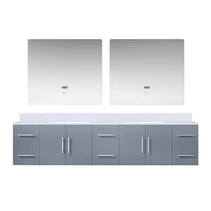Geneva 84 in. W x 22 in. D Dark Grey Double Bath Vanity, Cultured Marble Top, and 36 in. LED Mirrors