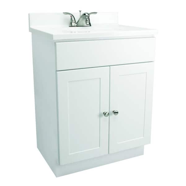 Design House 24 in. W x 18 in. D Vanity Cabinet in White with Cultured Marble Vanity Top in White