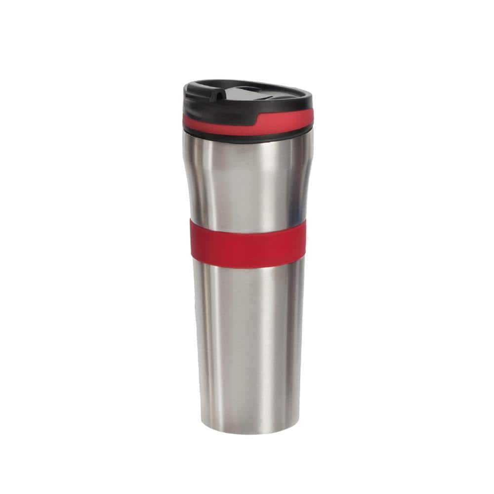 Pure Stainless Steel 18 oz Travel Mug Cup Hot Cold Coffee By Day Black  Handle