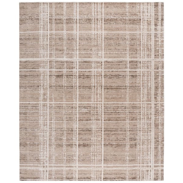 Bedford 8 ft. x 10 ft. Light Brown/Ivory Distressed Tile Area Rug
