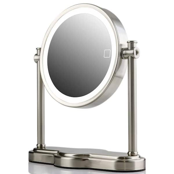 Ovente 12 6 In X 4 75 Modern Round, Tabletop Vanity Mirrors With Lights