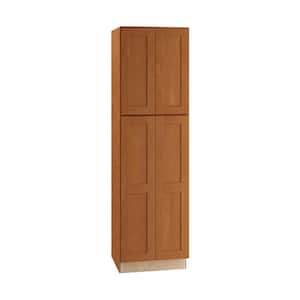 Hargrove Assembled 24x84x24 in. Plywood Shaker Utility Kitchen Cabinet Soft Close in Stained Cinnamon