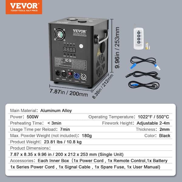 VEVOR Cold Spark Firework Machine x2 500 W 6.6-13 ft. Stage DJ Wedding Event Party