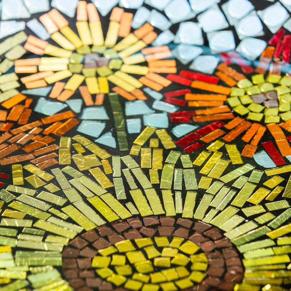 18" Mosaic Glass Bird Bath with Translucent and Metallic Finish