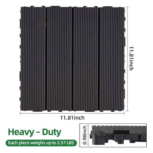GOGEXX 11.8 in. x 11.8 in. Black Wood-Plastic Composite