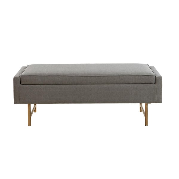 Madison Park Denali Grey Dining Bench 48 in. W x 20 in. D x 18 in. H Soft Close Storage Accent Bench
