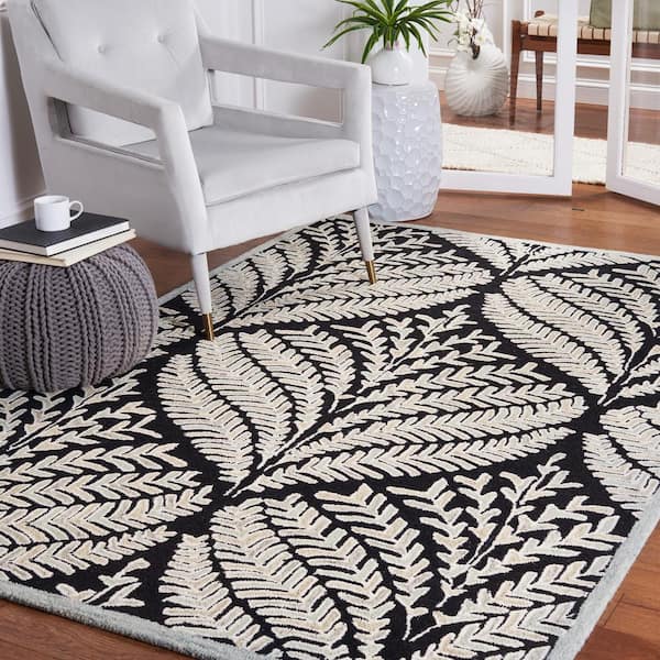 Superior Modern Abstract Botanical Leaves Indoor/Outdoor Area Rug, Slate, 6' x 8' 10