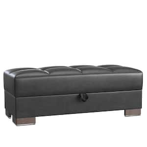 Basics Air Collection Black/Black-PU Ottoman With Storage