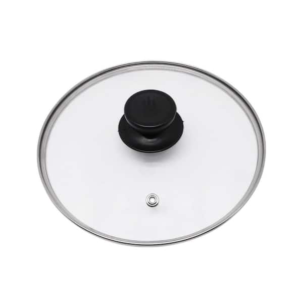 1 Piece Round Tempered Glass Universal Pan Lid with Stainless Steel Rim Heat Resistant Handle Dishwasher Safe