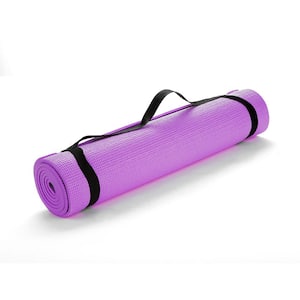 All Purpose Extra Thick Purple Fitness & Exercise 24 in. x 68 in. Yoga Mat with Carrying Strap