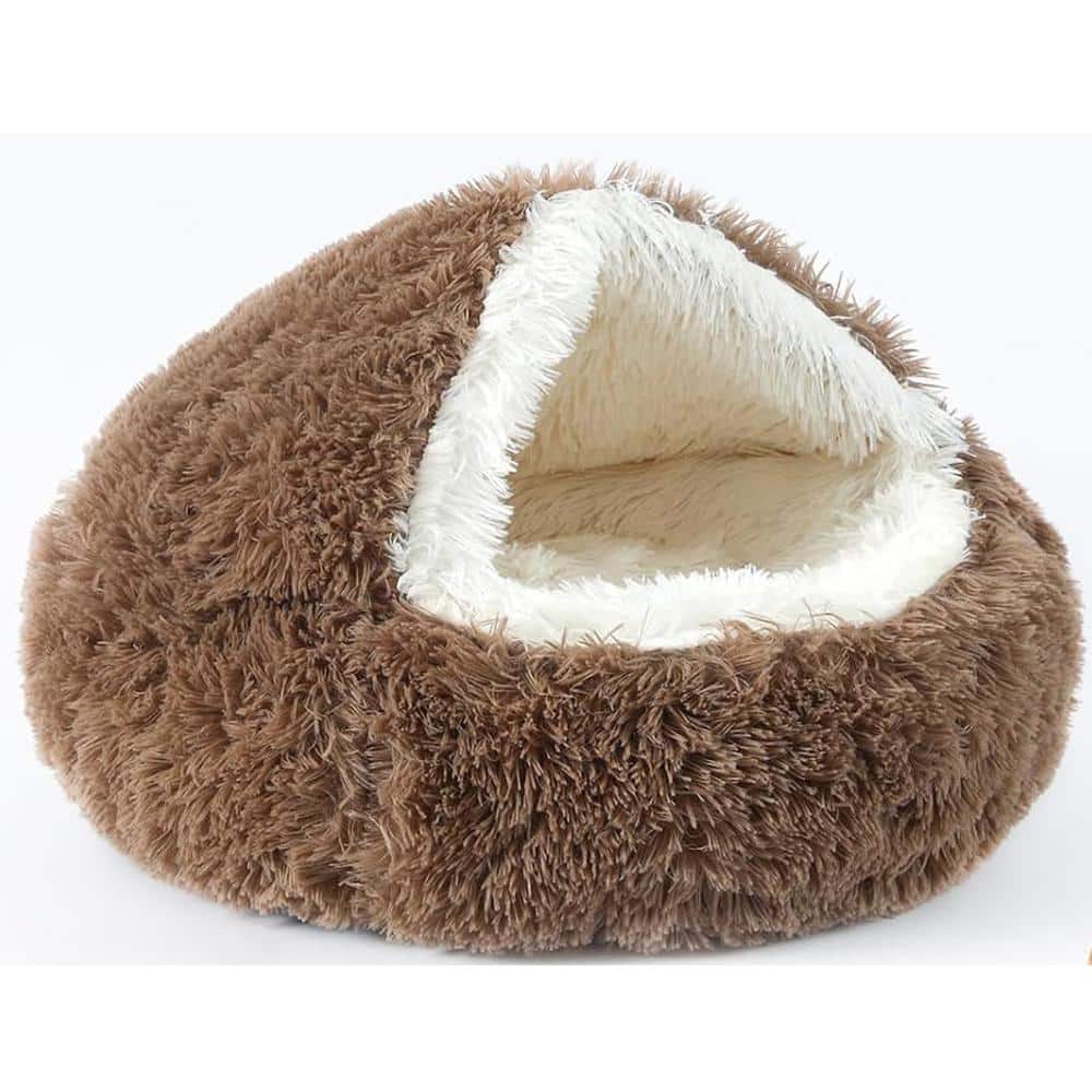 Large Brown Polyester Faux Fur Dogs Bed