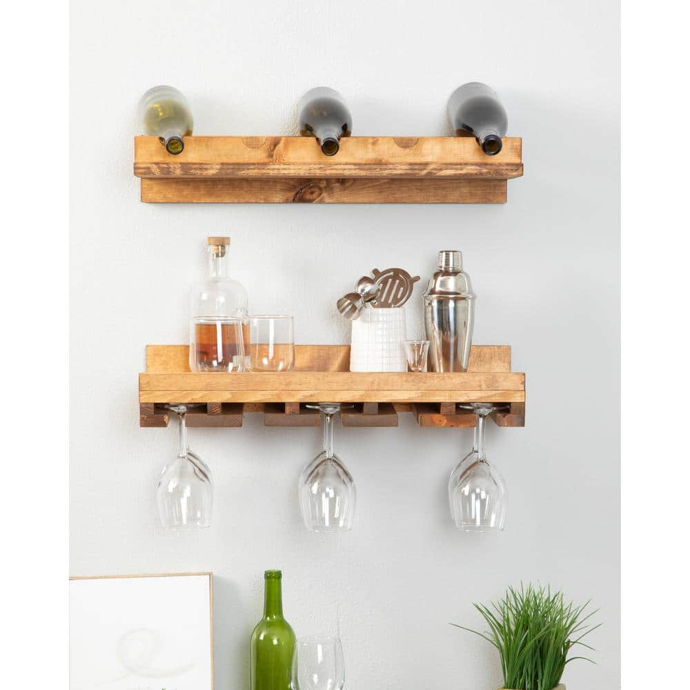 Bernon wall mounted best sale wine glass rack set