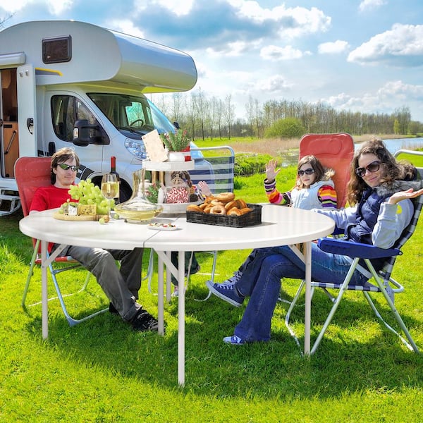 66 in. Round Folding Table for Picnic, Camping, Wedding Banquet, Portable Outdoor and Indoor Table