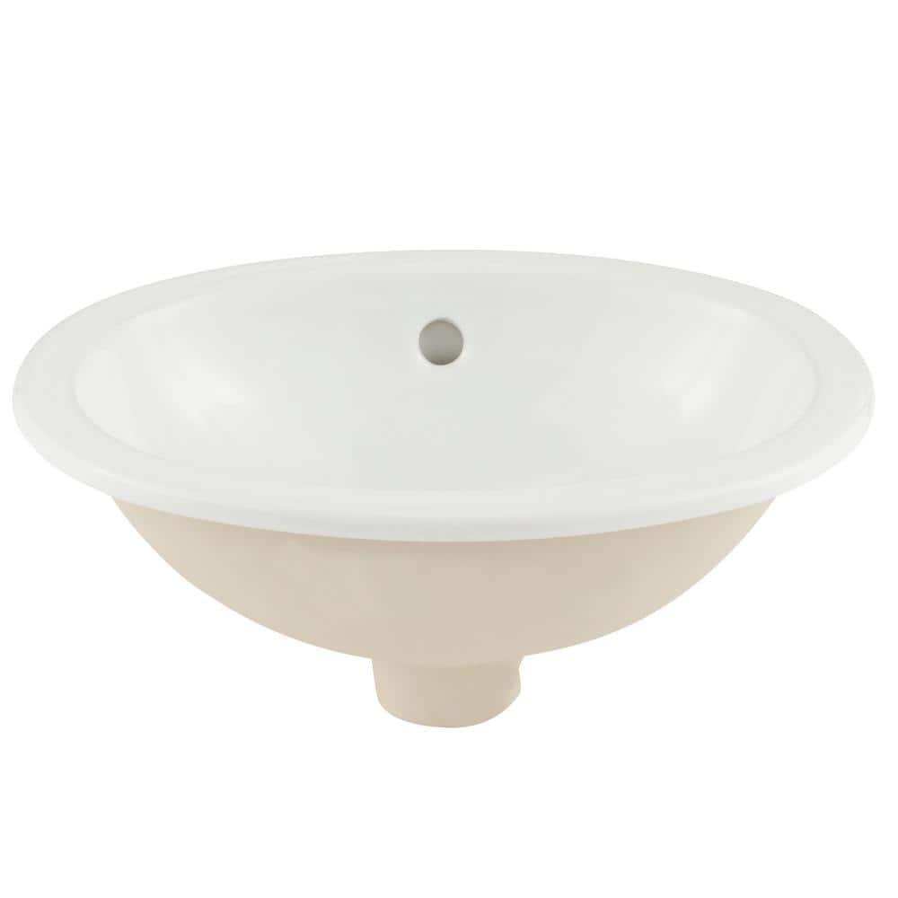 Lily White Oval Vitreous China Drop-In Bathroom Sink