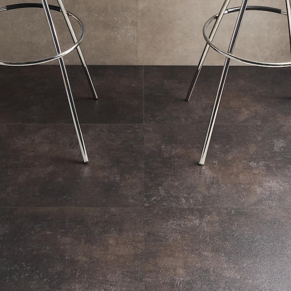 Duren Concreto Obsidian 28MIL x 18 in. W x 36 in. L Glue Down Waterproof Luxury Vinyl Plank Flooring (36 sqft/case)