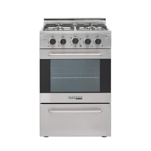 Unique Appliances Prestige 24 in. 2.3 cu. ft. Gas Range with Convection Oven and Sealed Burners in Stainless Steel