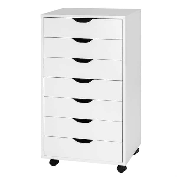 Costway White Accent Cabinet Organizer with 7-Drawers