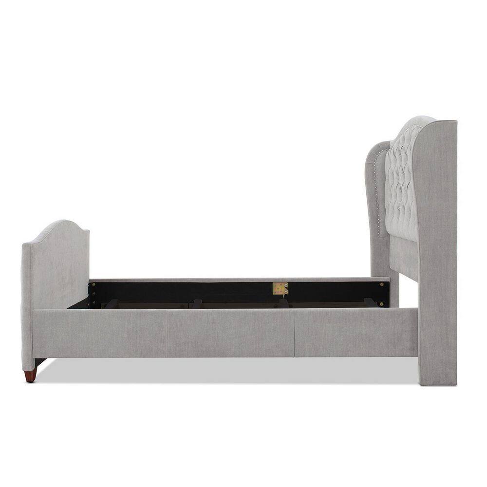 Marcella Queen Upholstered Bed with Tufted Headboard and Nailhead Trim, Silver Grey