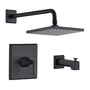 Lotto Single Handle 1-Spray Tub and Shower Faucet 1.8 GPM with Pressure Balance in. Matte Black (Valve Included)